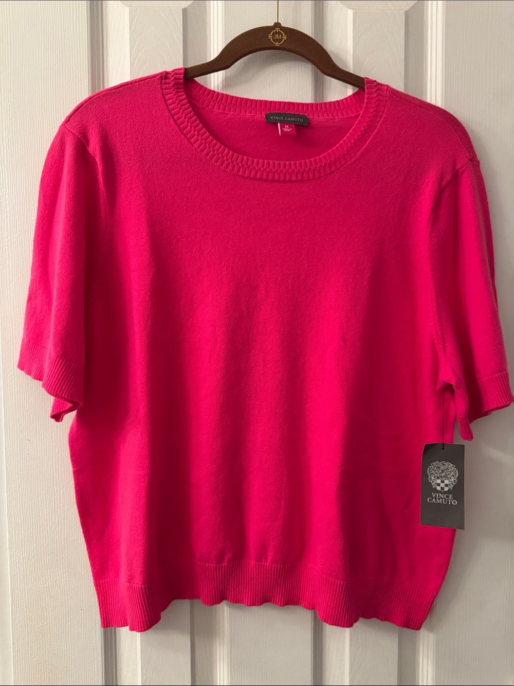 Vince Camuto Hot Pink Short Sleeve Knit Sweater